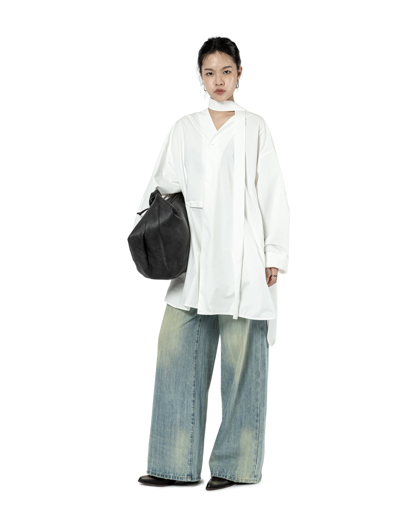 Minimalist Wrap Shirt with Tie