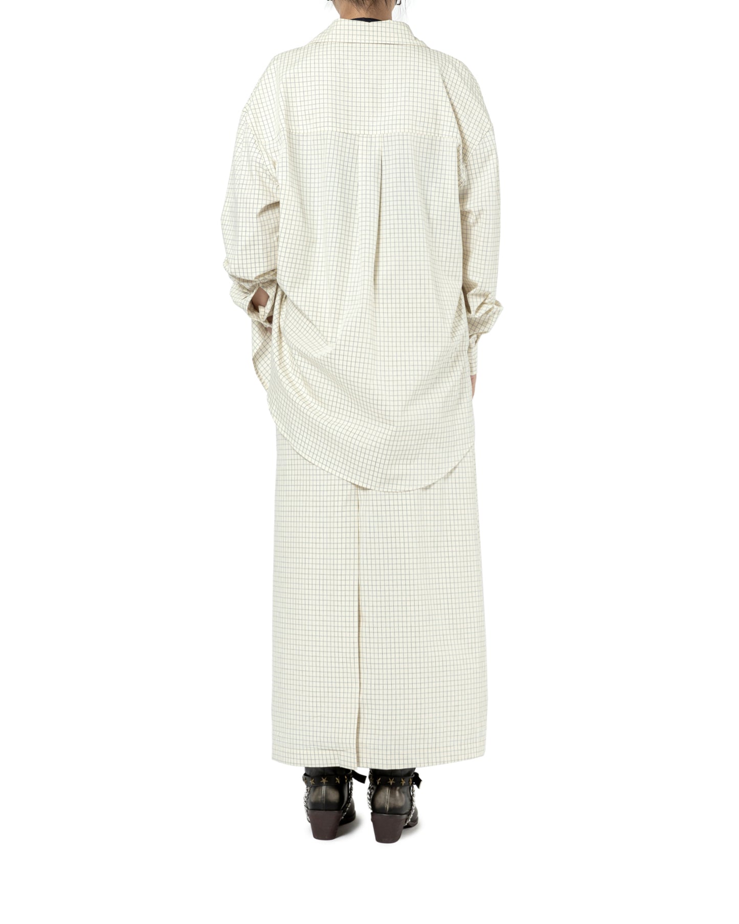 Grid Pattern Oversized Shirt