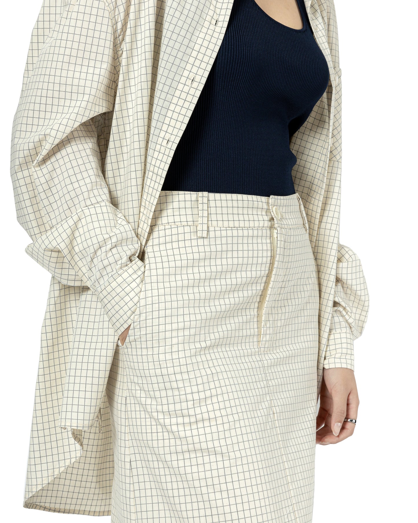 Grid Pattern Oversized Shirt