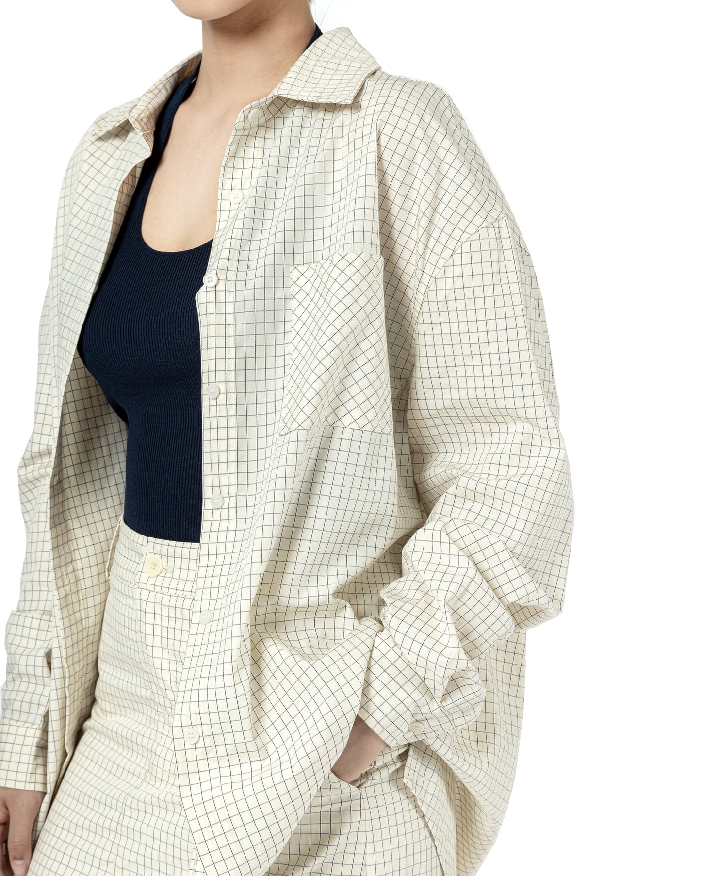 Grid Pattern Oversized Shirt