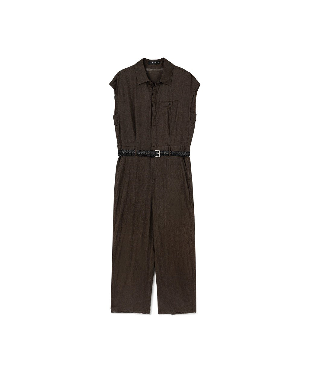 Belted Collar Jumpsuit