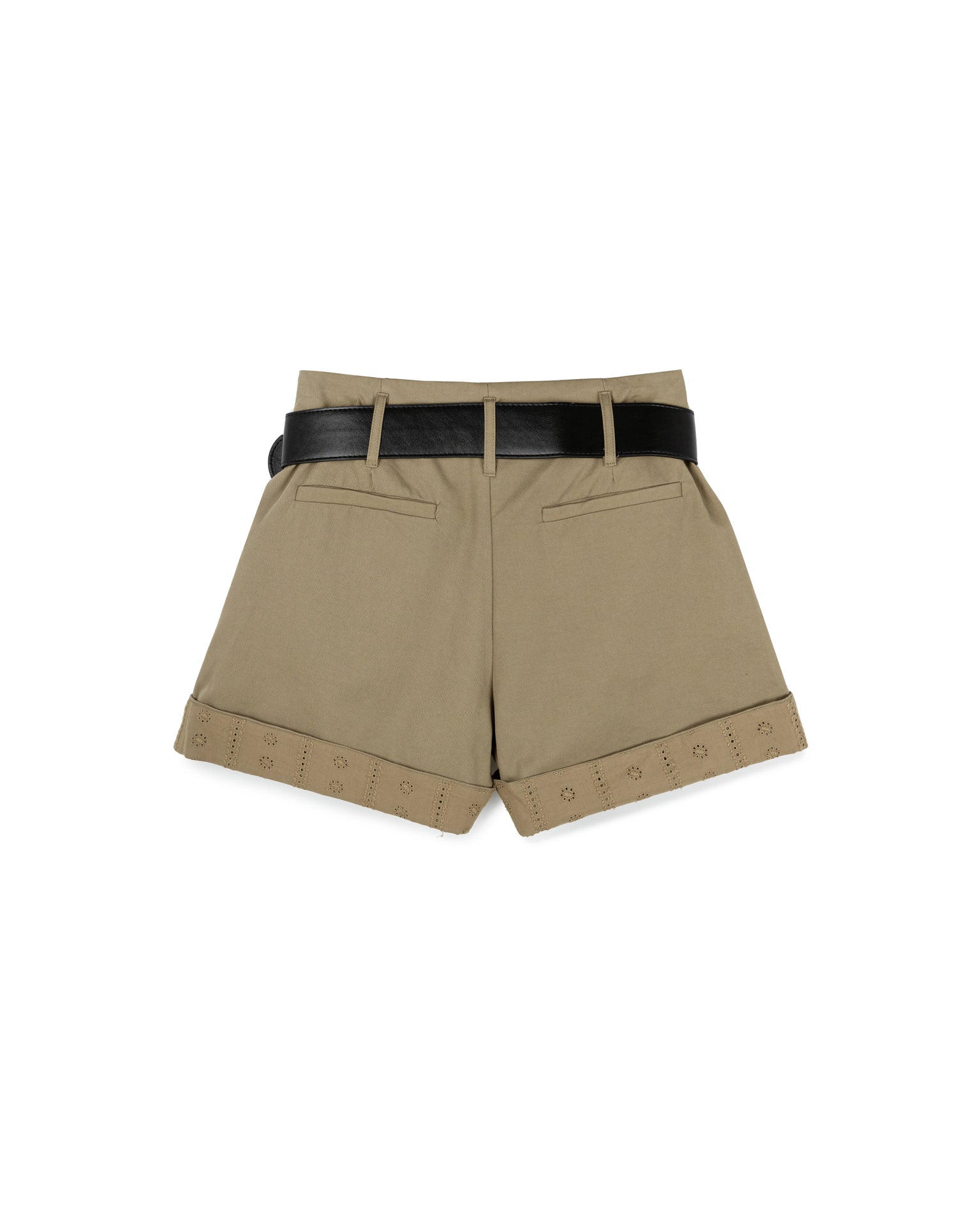 Belted Eyelet Cuff Shorts