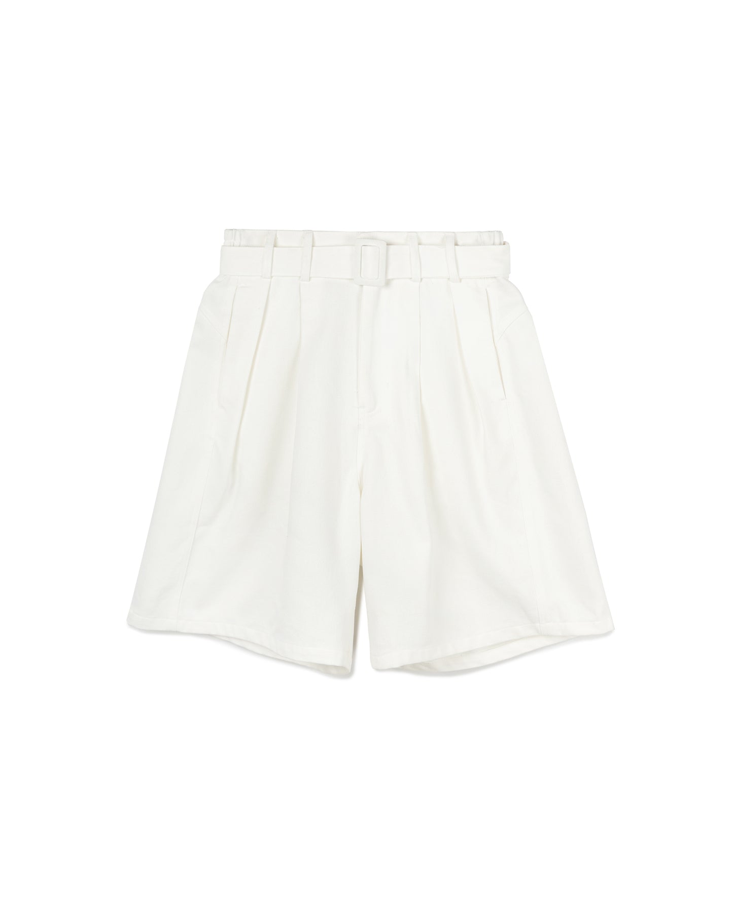 White Denim Short with Belt