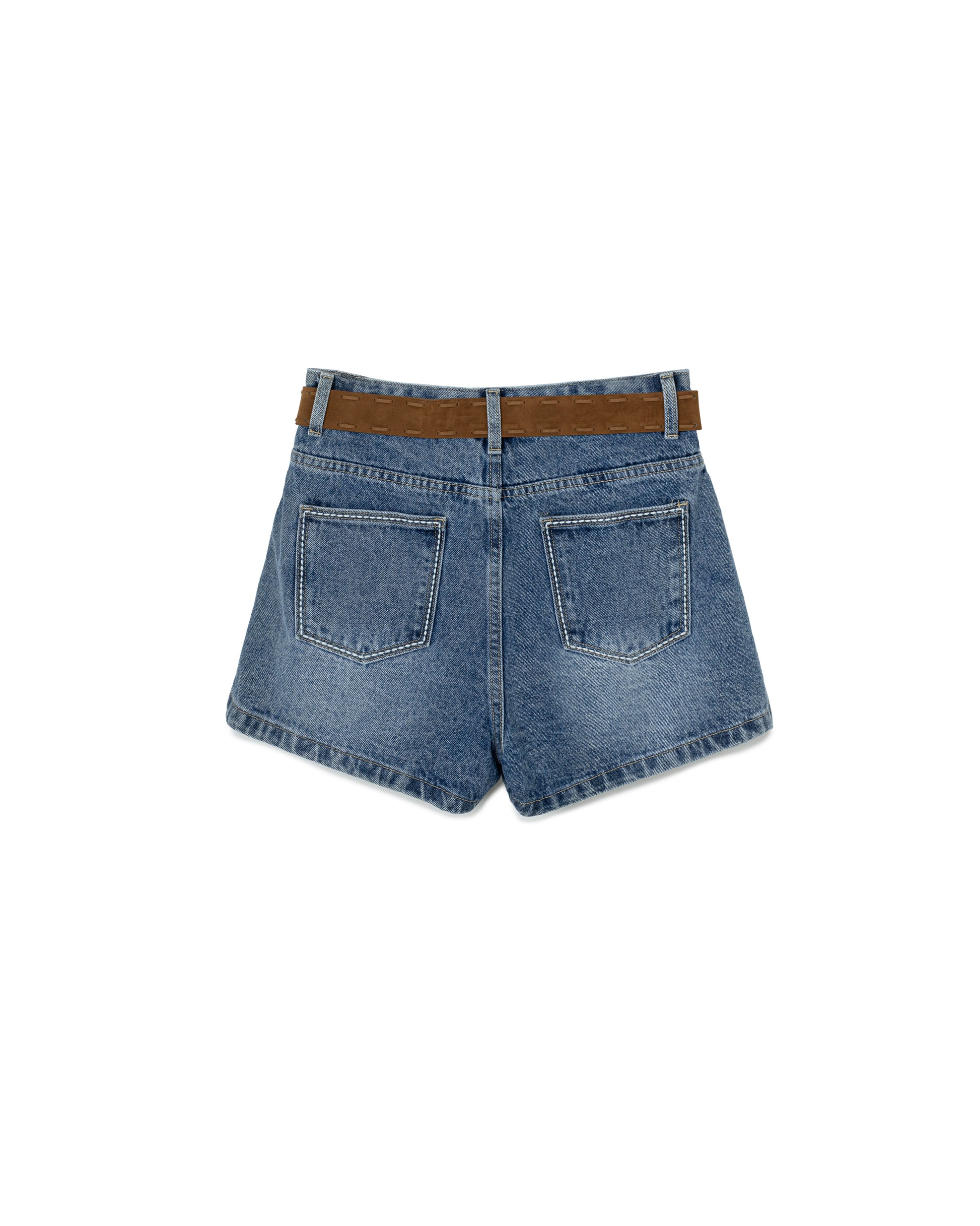 Belted Denim Shorts