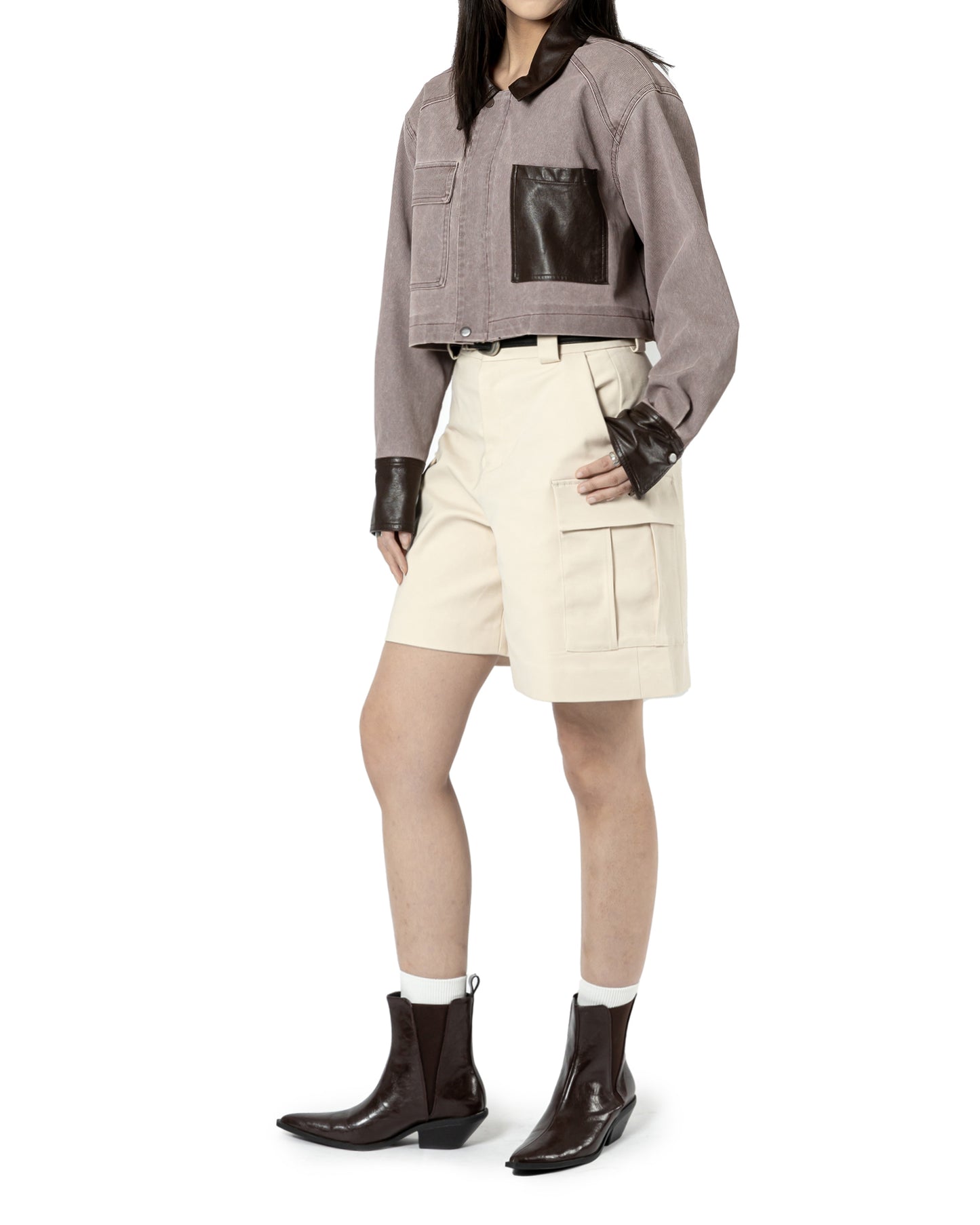 High Waist Cargo Shorts with Belt