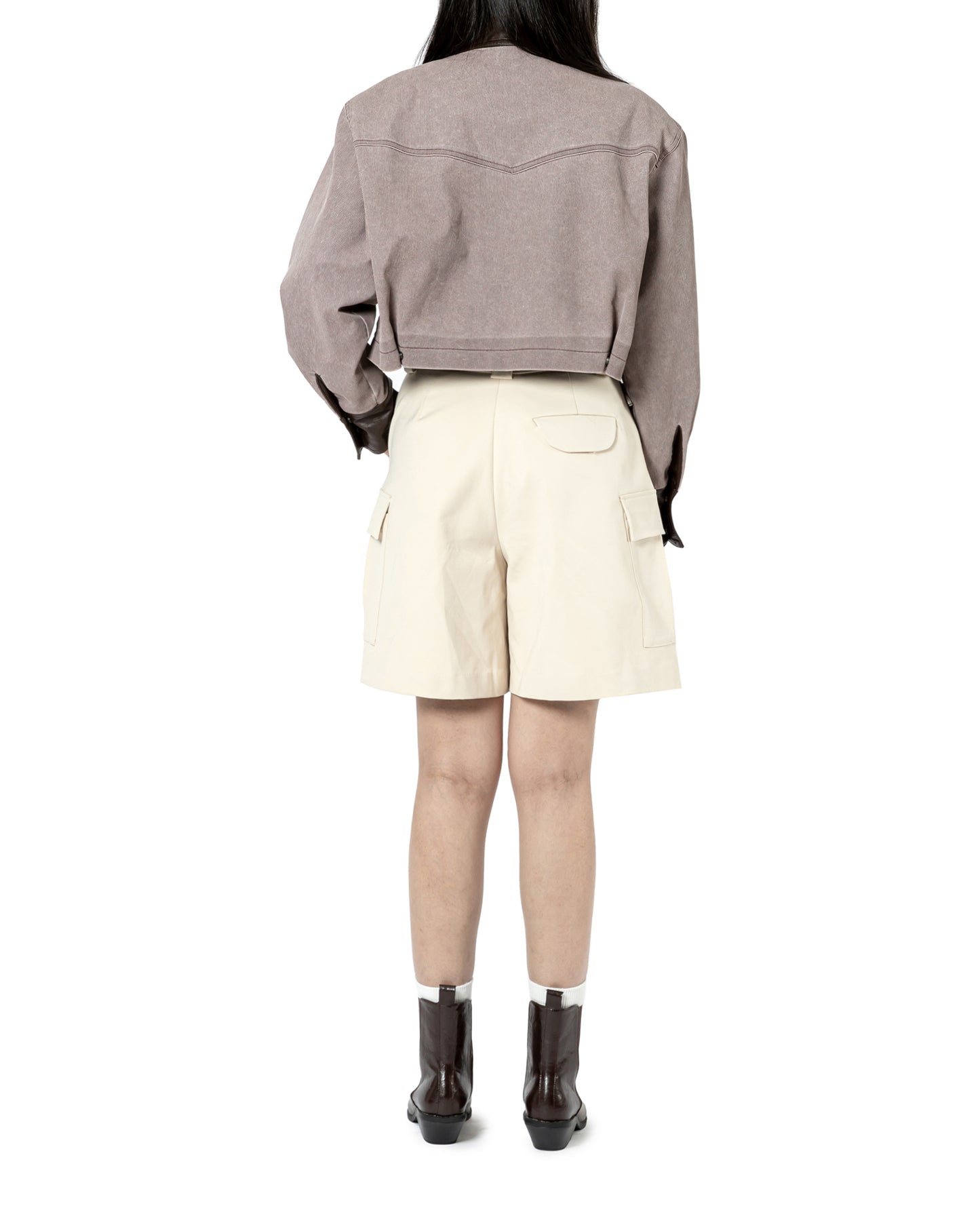 High Waist Cargo Shorts with Belt