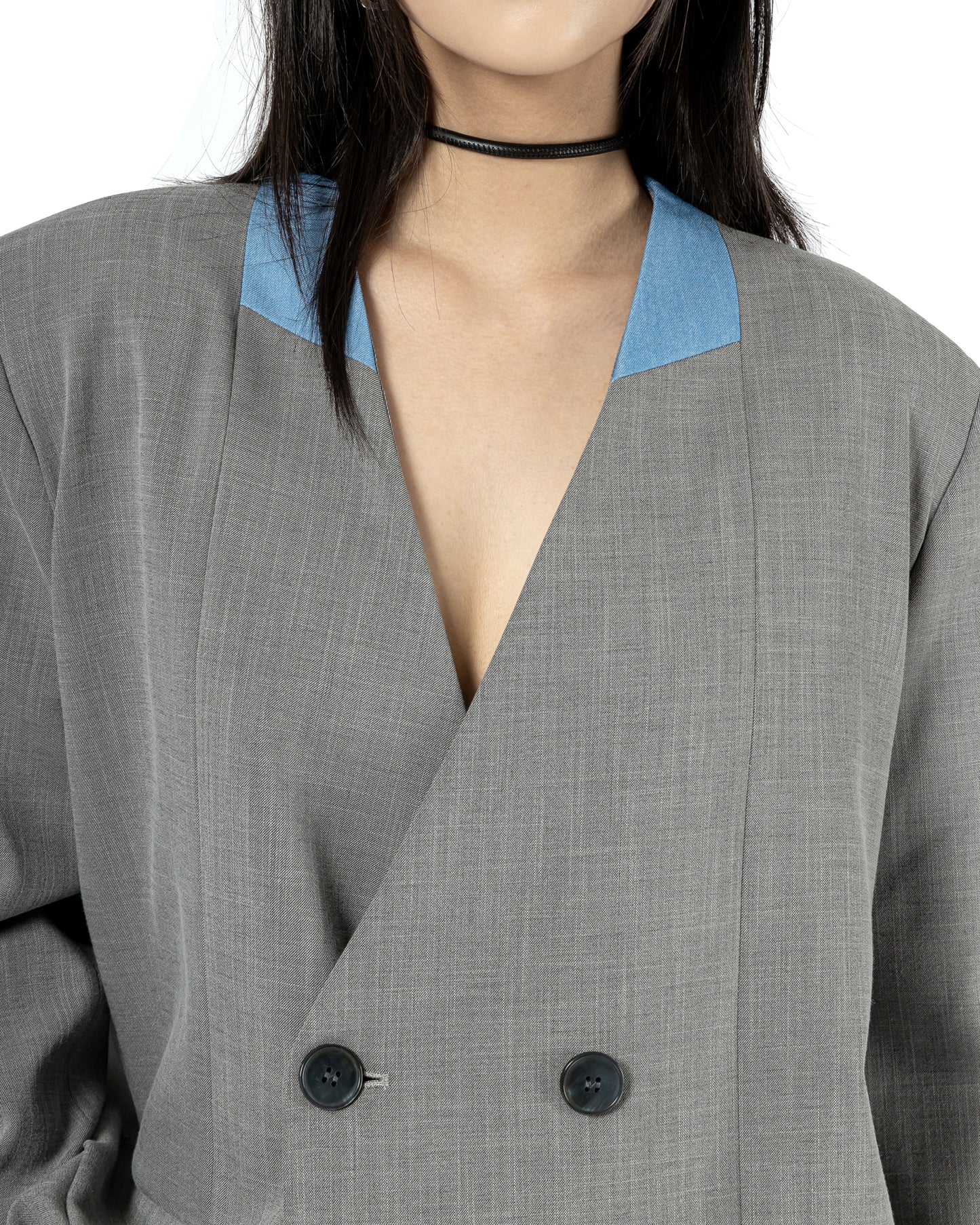 Contrast Collar Oversize Blazer