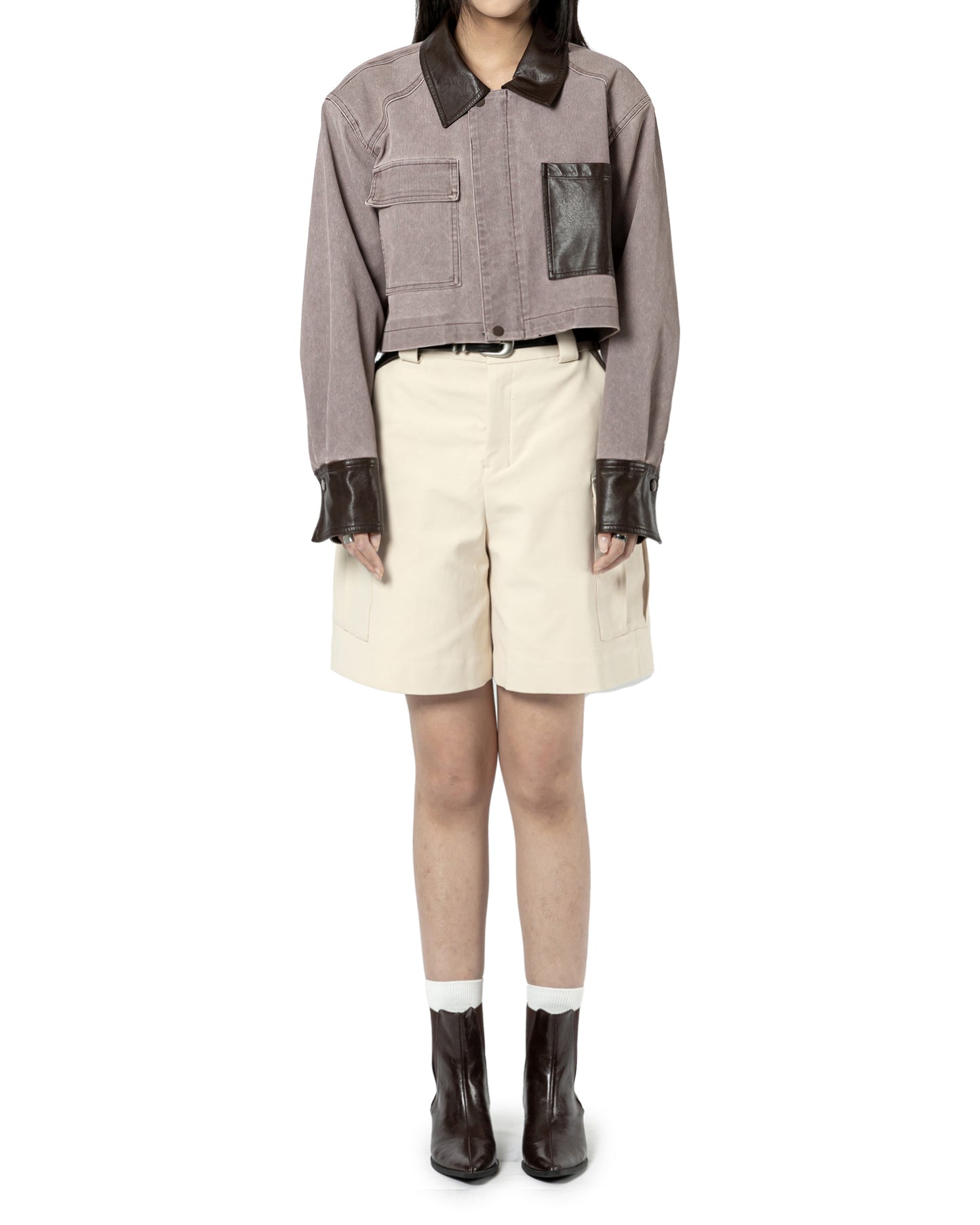 High Waist Cargo Shorts with Belt