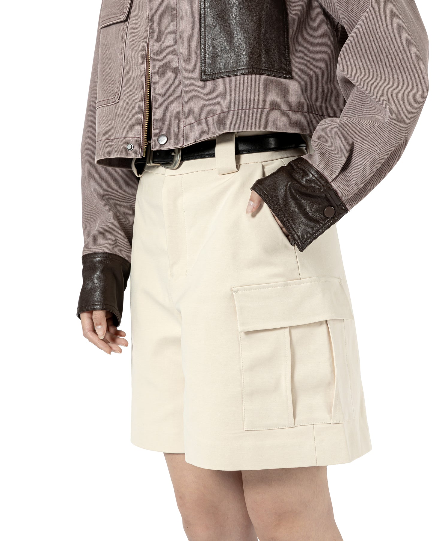 High Waist Cargo Shorts with Belt