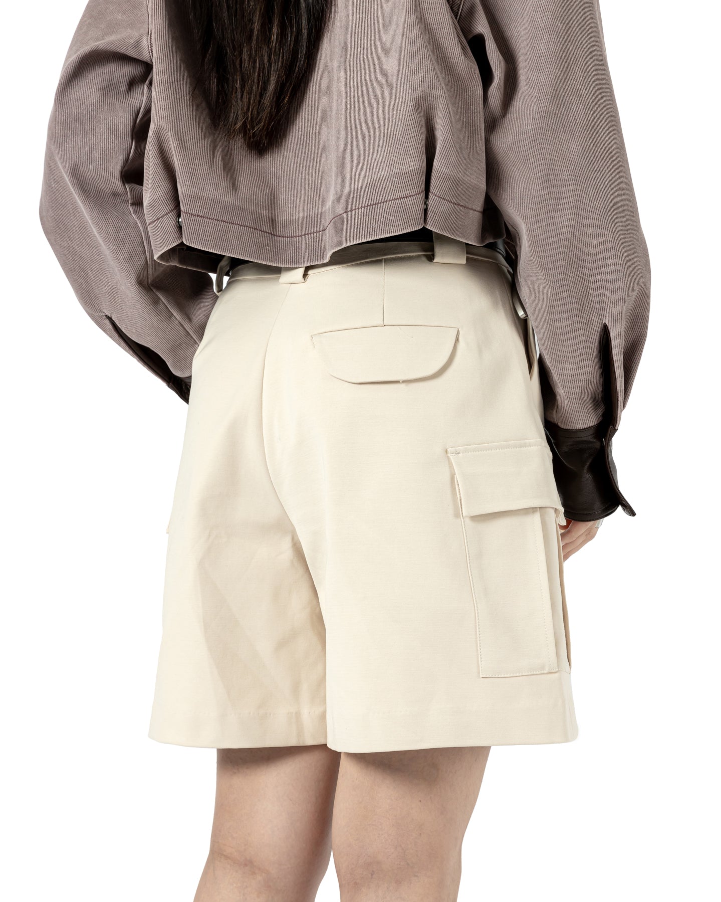 High Waist Cargo Shorts with Belt