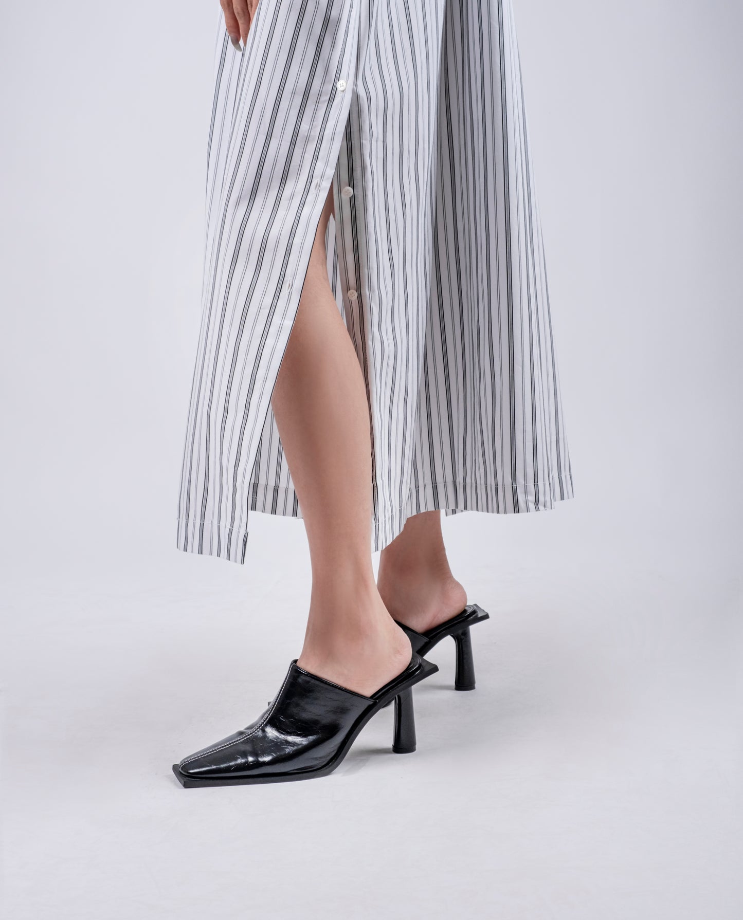 Designer Stripe Sleeveless Long Dress