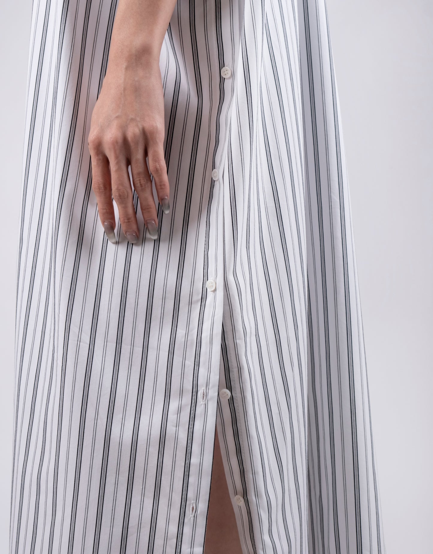 Designer Stripe Sleeveless Long Dress