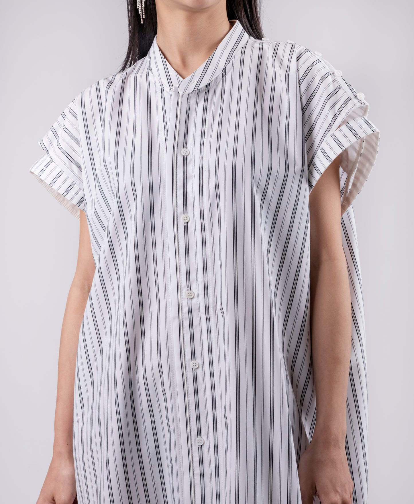 Designer Stripe Sleeveless Long Dress