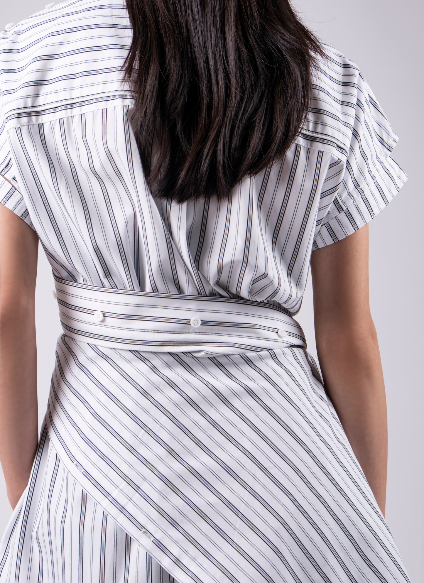 Designer Stripe Sleeveless Long Dress