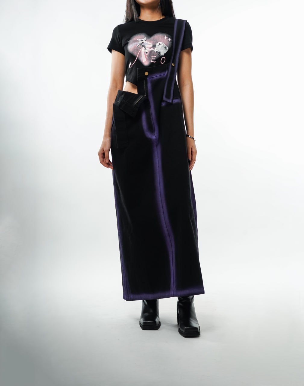 Denim Dress with Gradient Edges