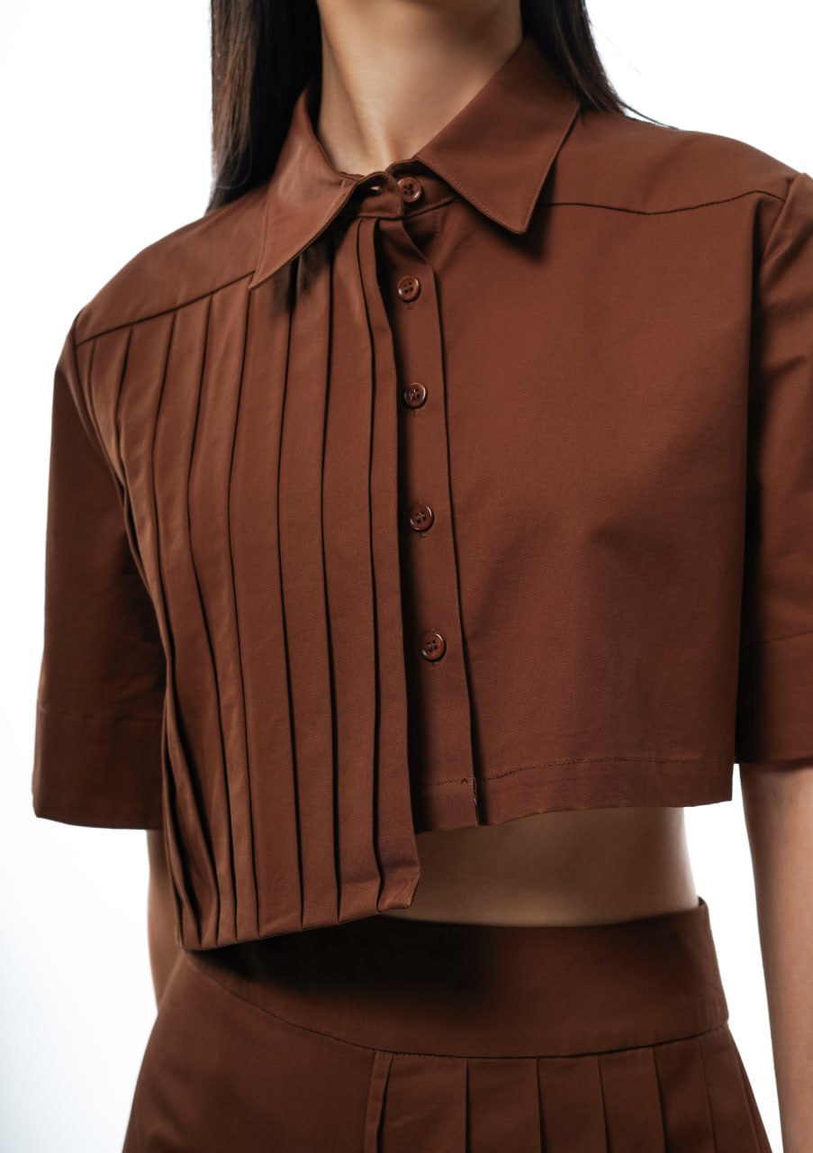 Asymmetrical Pleated Crop Top