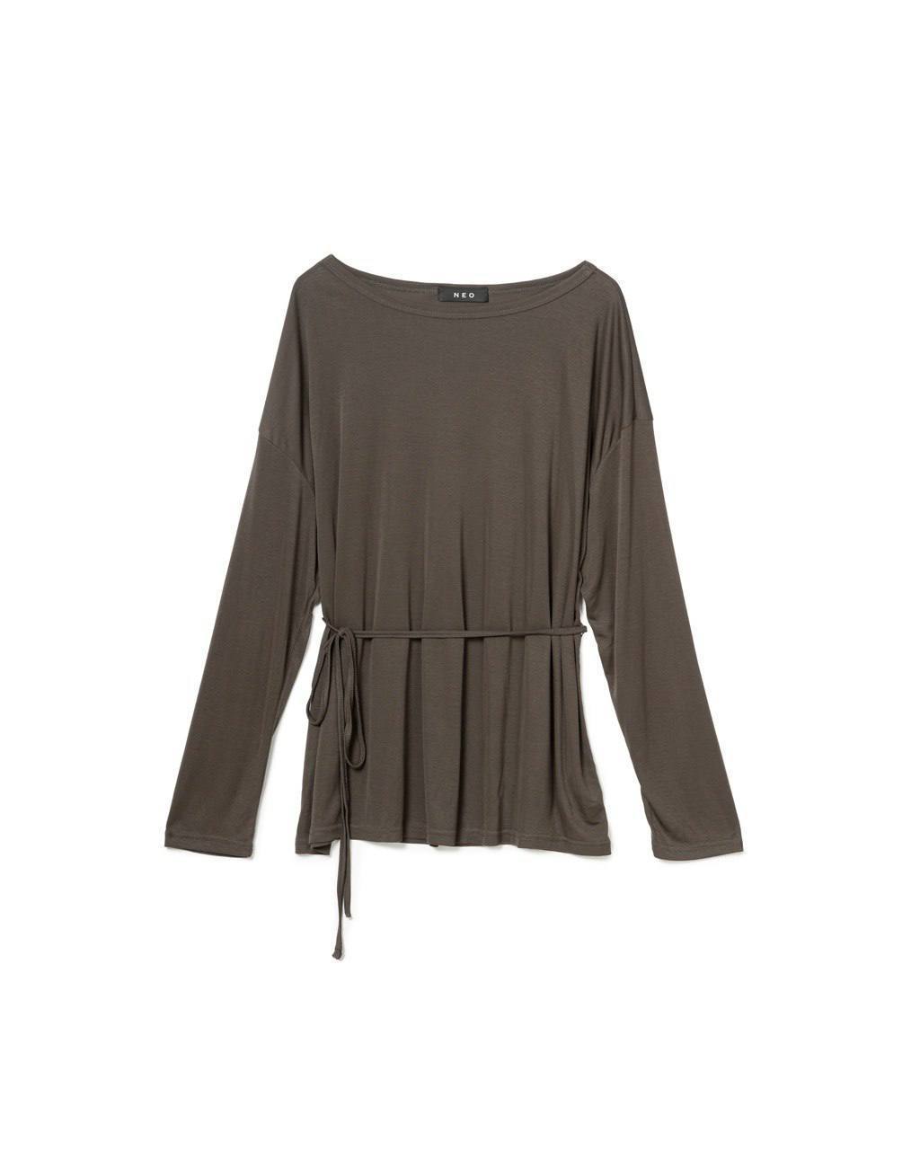 Long Sleeve Top with Waist Rope