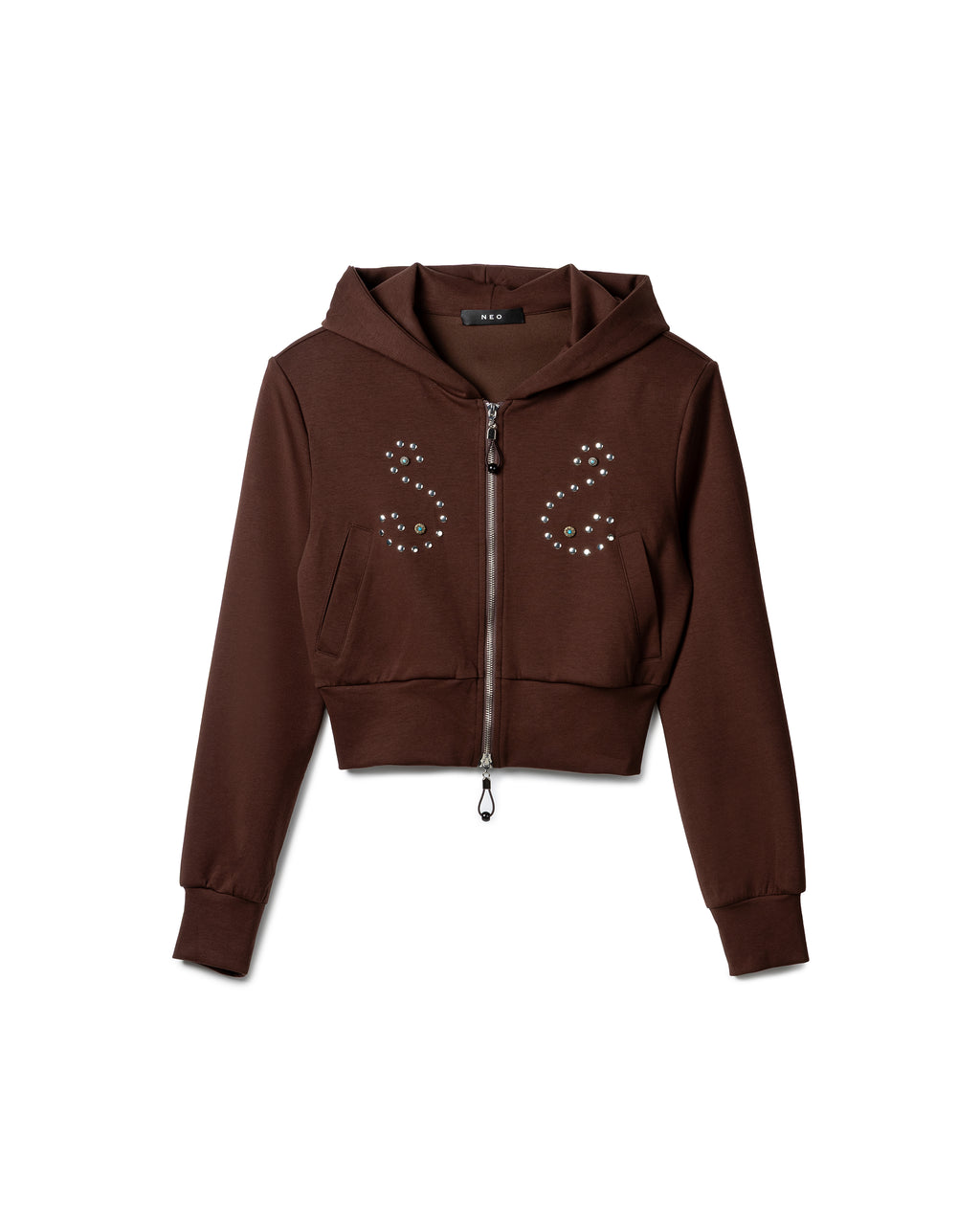 Cropped Studded Hoodie Set