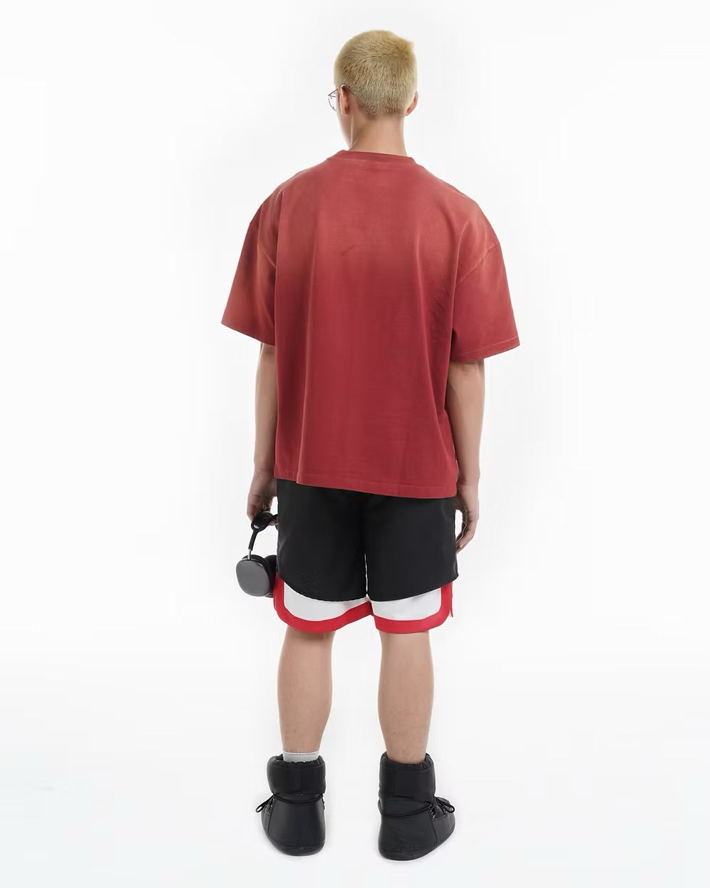 DOUBLE BACK Washed Sport Logo Oversized T-Shirt