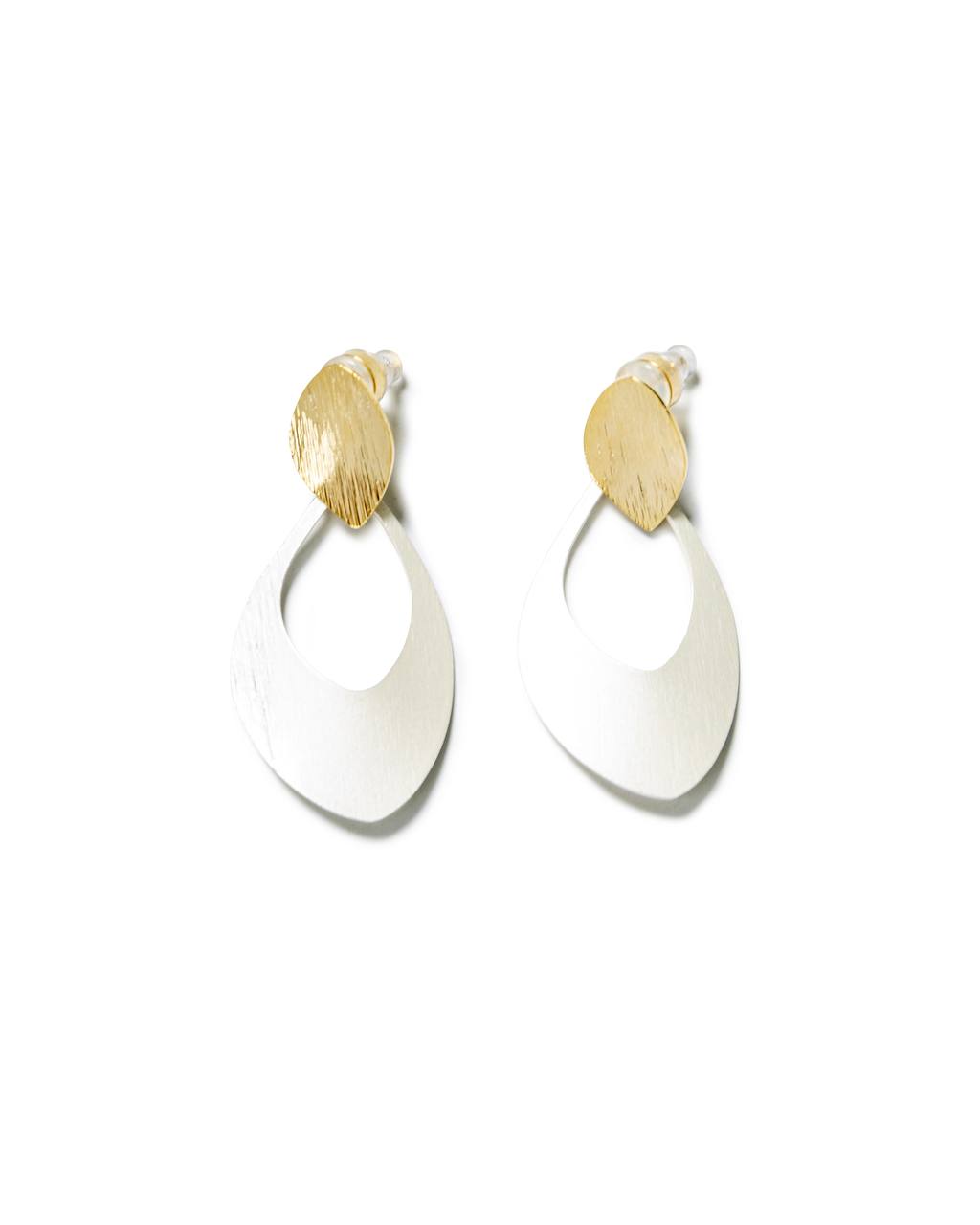 Two-Tone Leaf Drop Earrings