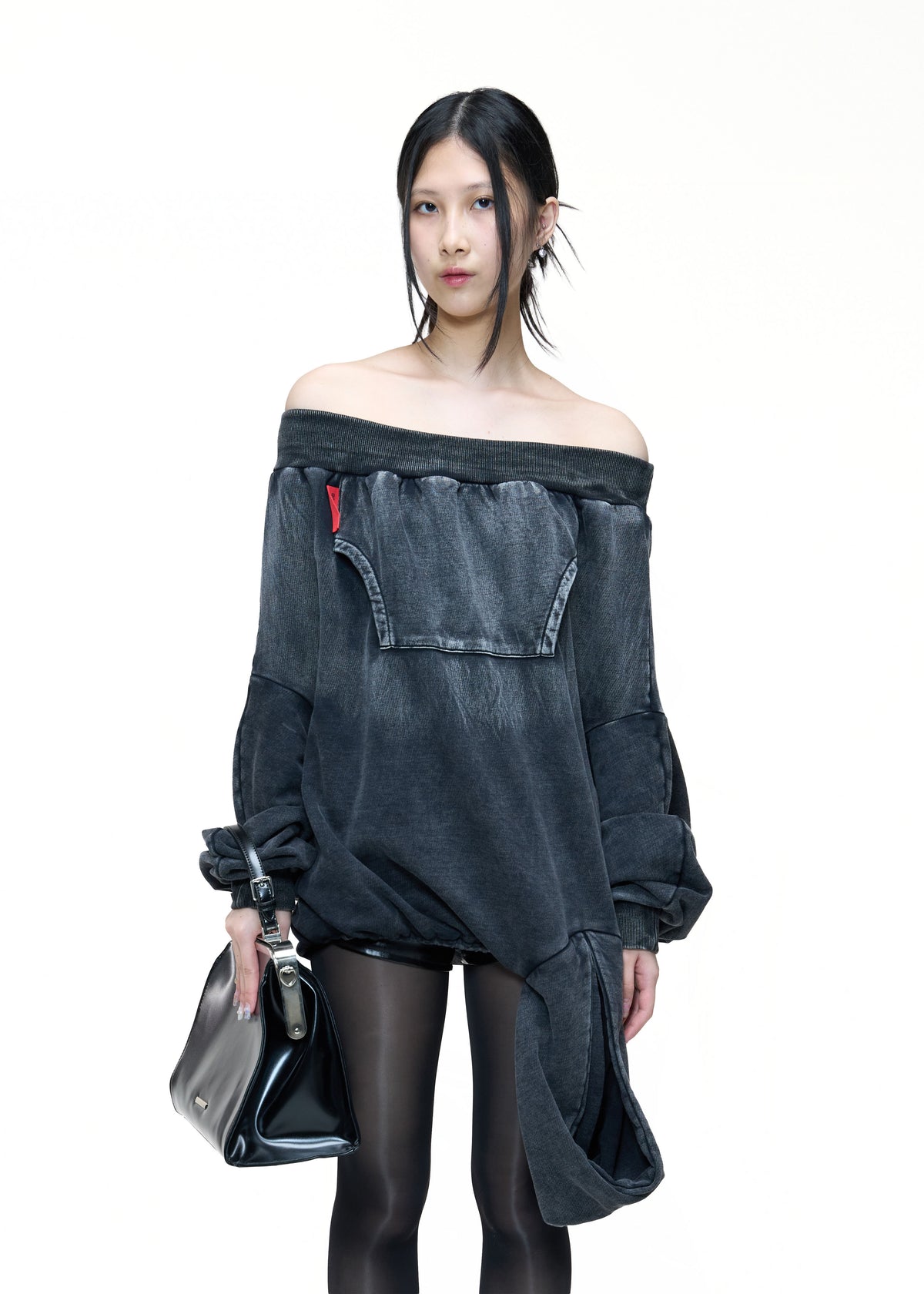 DOUBLE BACK Black Upside Down Hoodie
