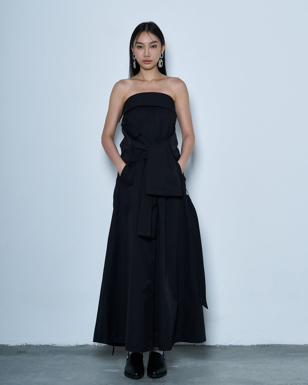 Off-Shoulder Trench Coat Dress