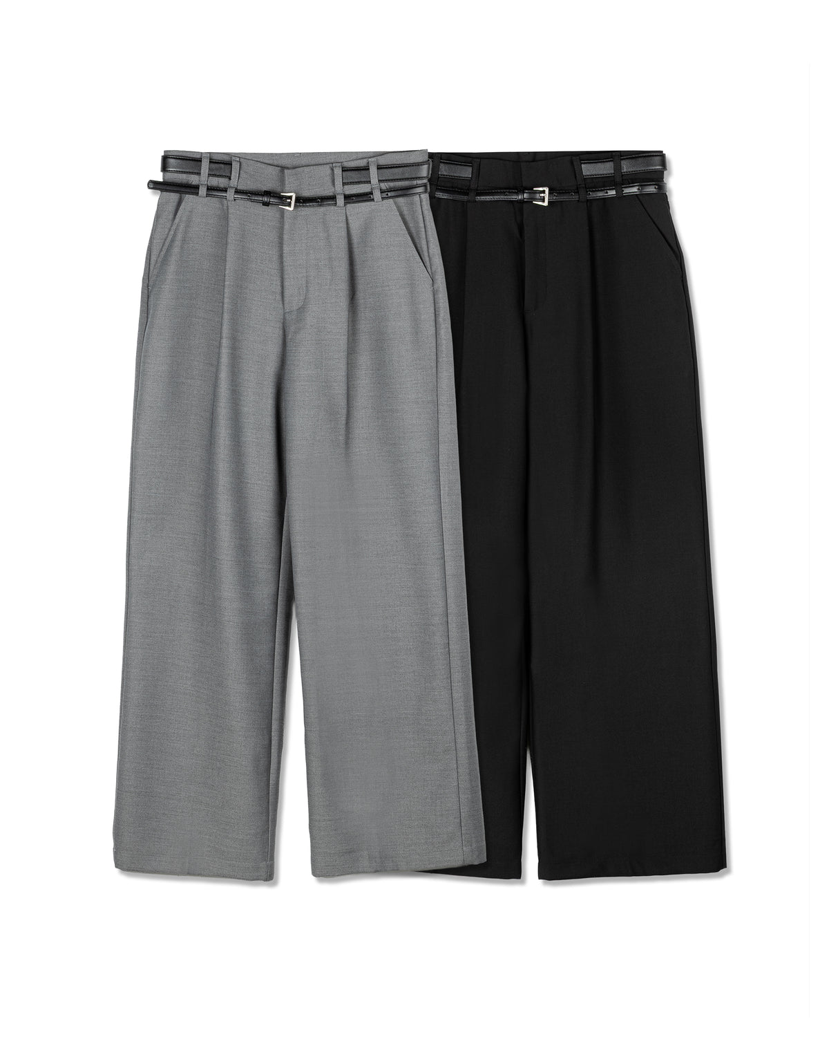 Double Belted Pleated Trousers