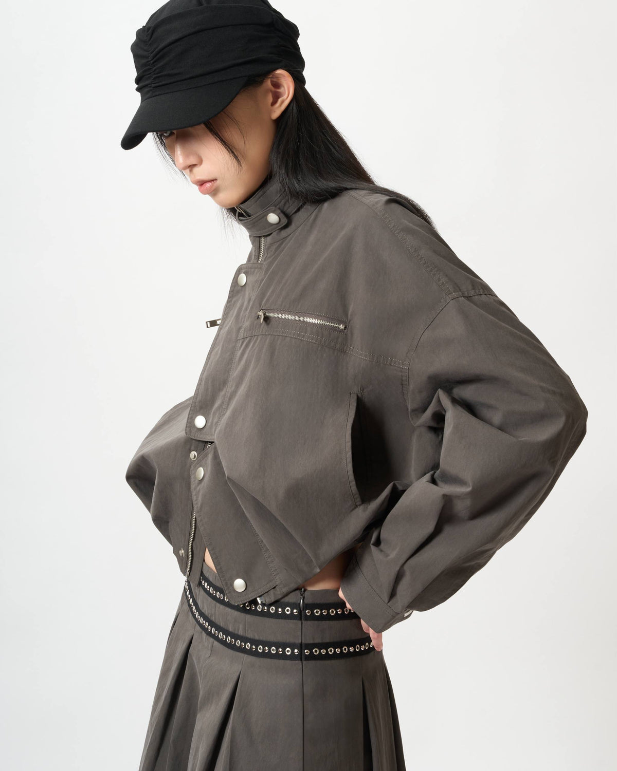 Utility Zip-Detail Nylon Jacket