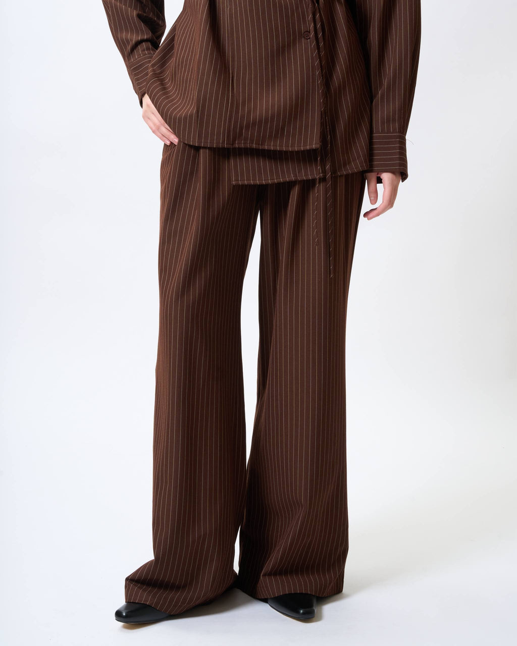 Tailored Pinstripe Wide-Leg Trousers