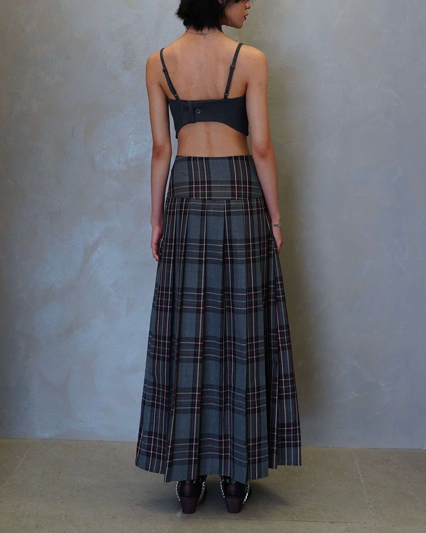 Checkered Pleated Skirt