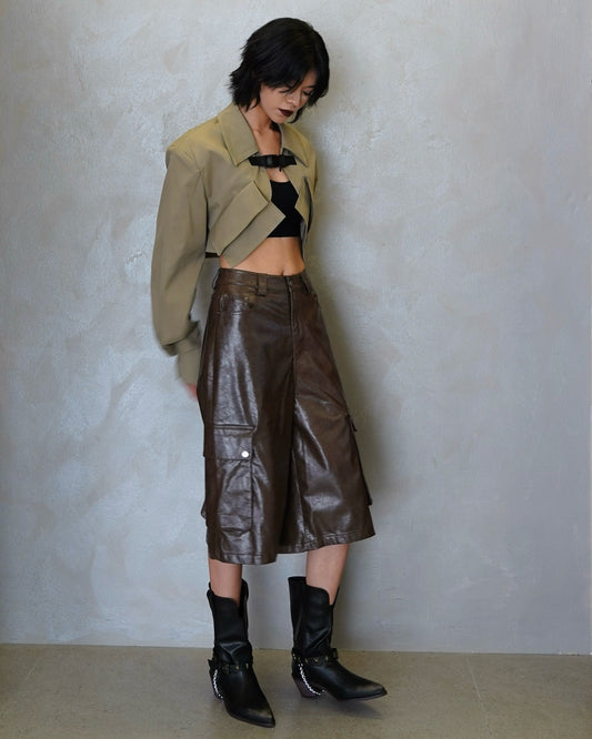 Leather Short Pants with Belt