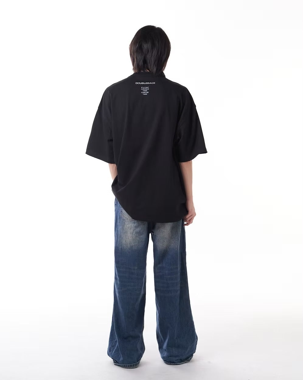DOUBLE BACK Blurred Logo T-Shirt Oversized