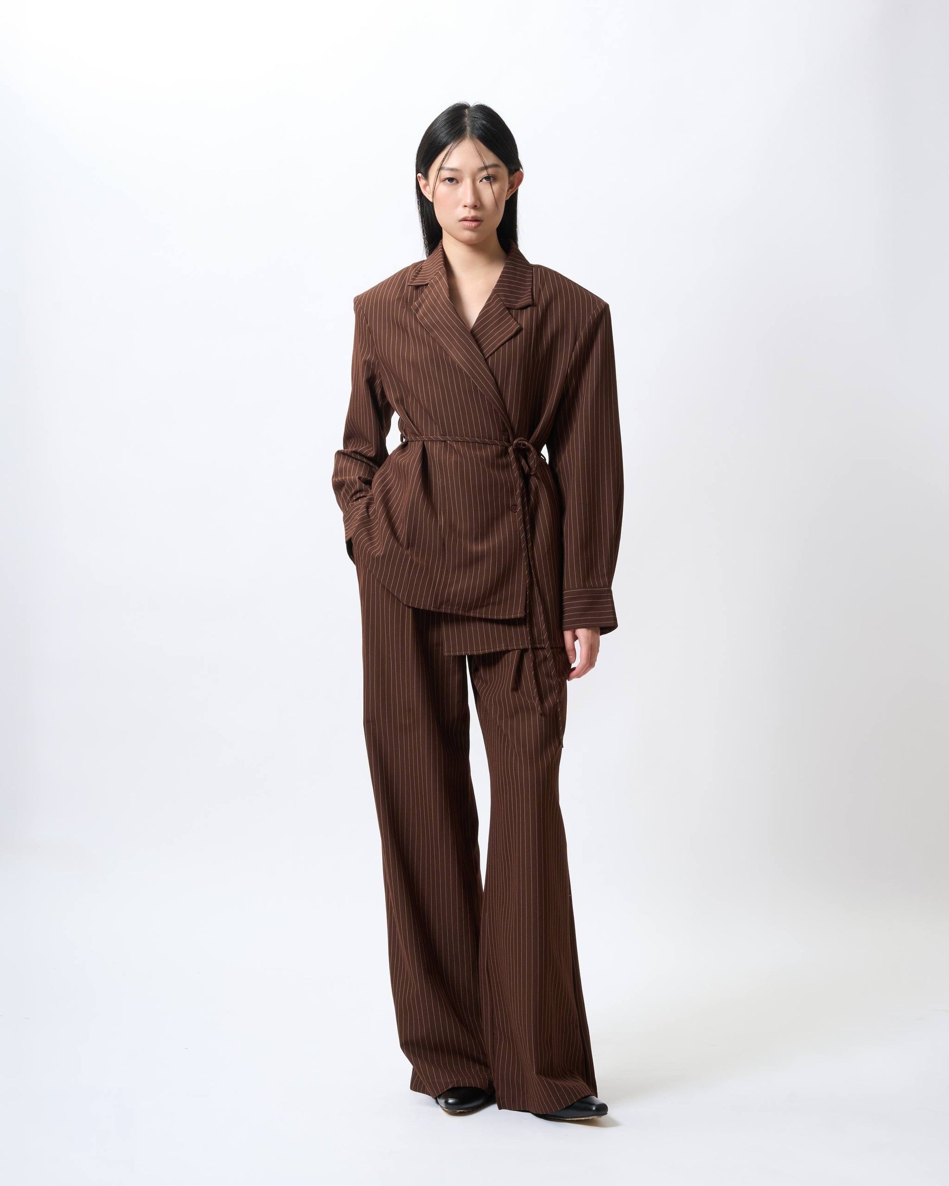 Tailored Pinstripe Wide-Leg Trousers