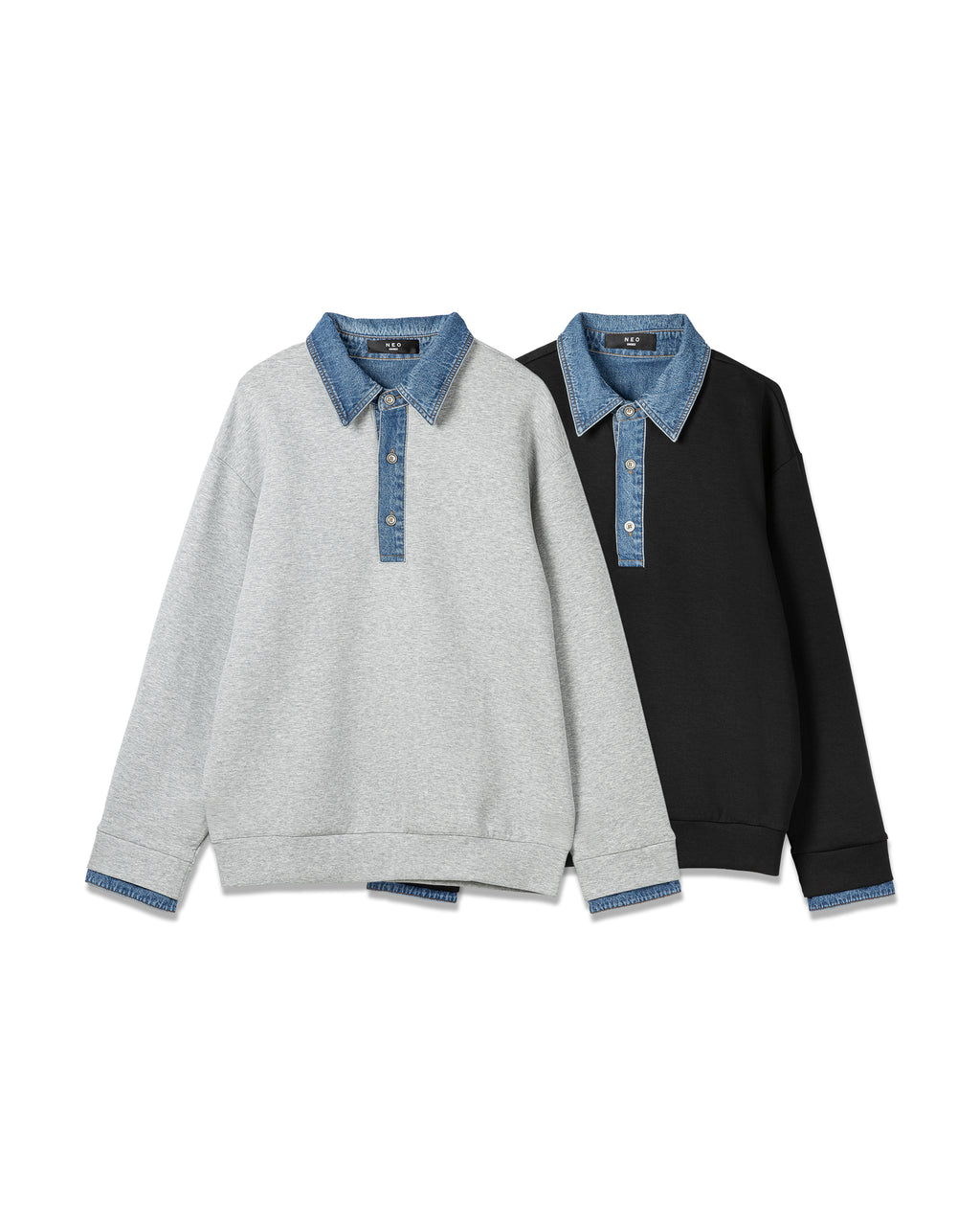 Technical Denim-Collar Top