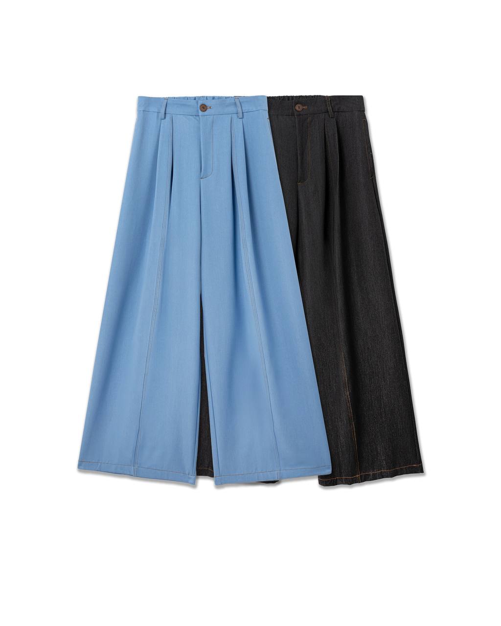 Pleated Wide-Leg Tailored Pants