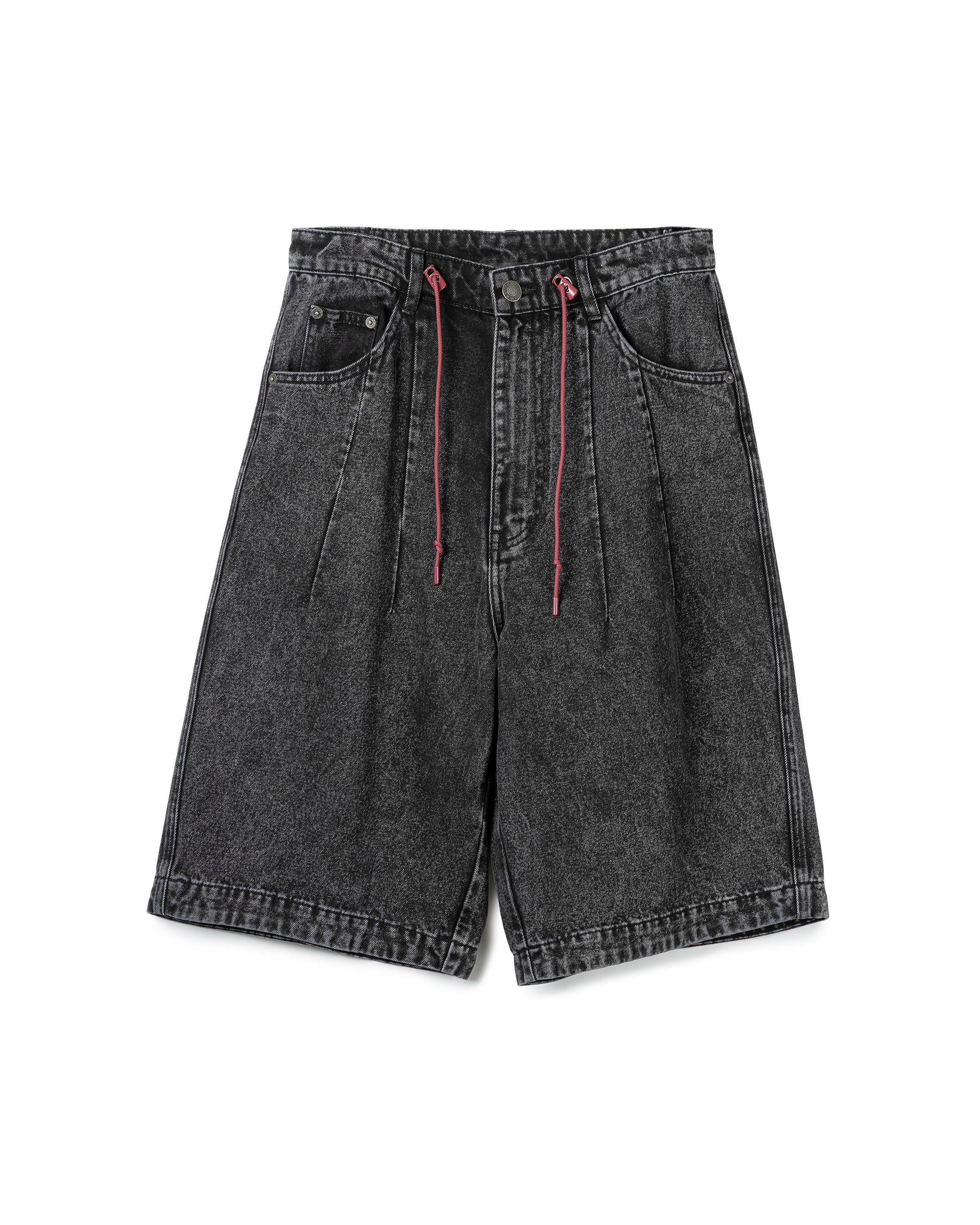 Acid-Wash Pleated Denim Pants