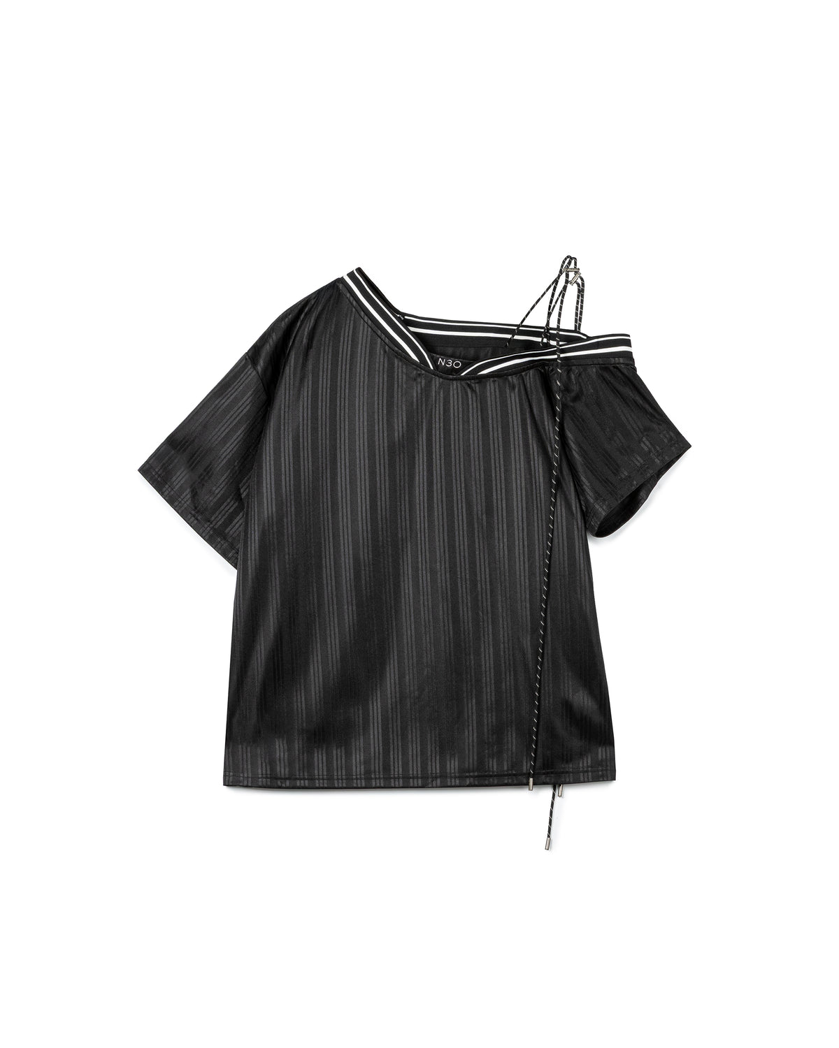 N E O Deconstructed Striped-Trim Technical Top