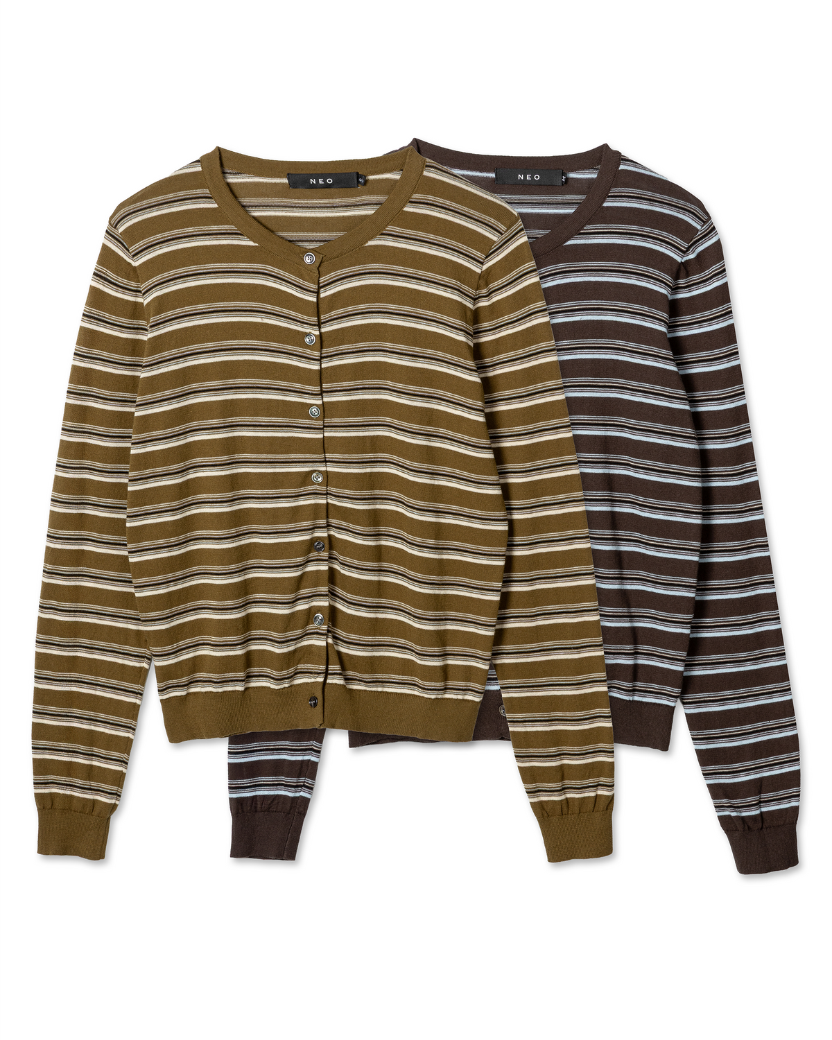 Fitted Striped Knit Cardigan