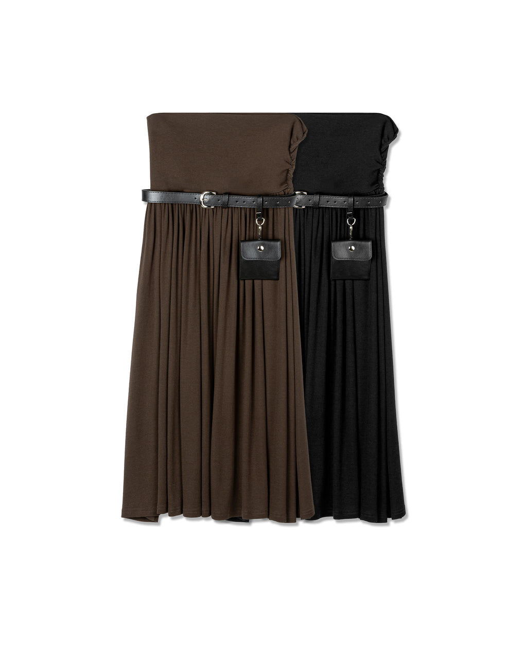 Minimal Rhinestone with Belted Skirt Set