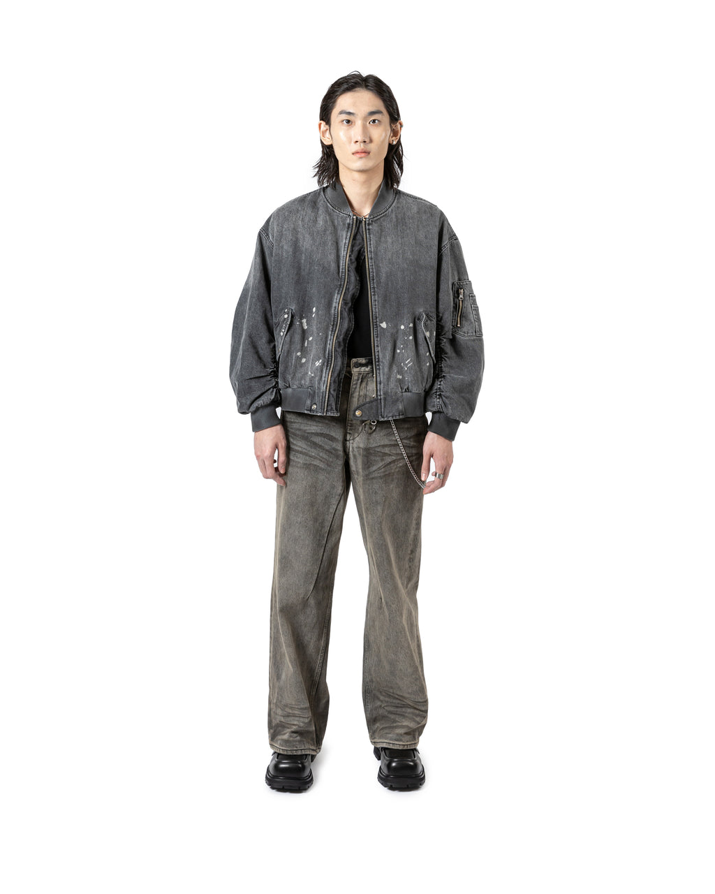 Vintage Ink Splash Bomber Jacket
