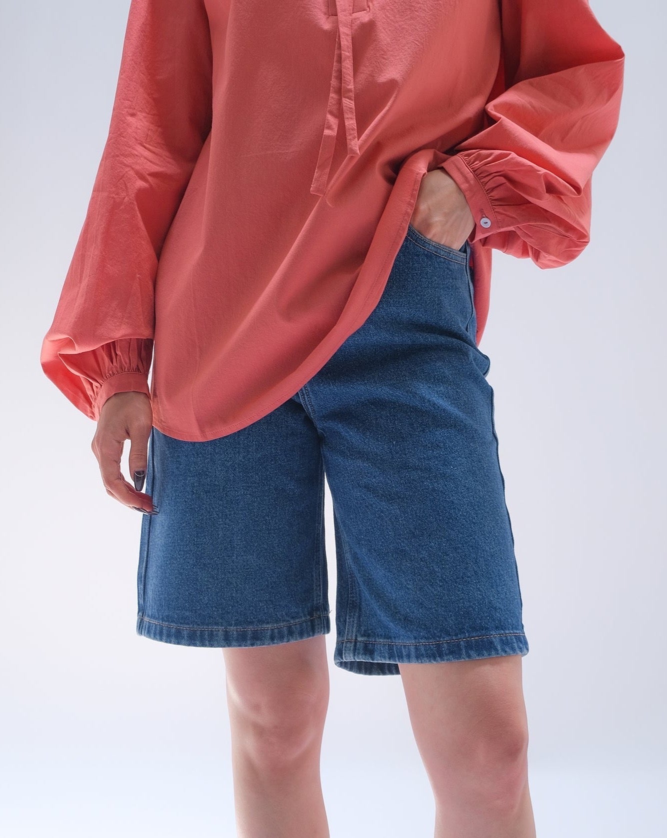 N E O Stitch Line Denim Shorts