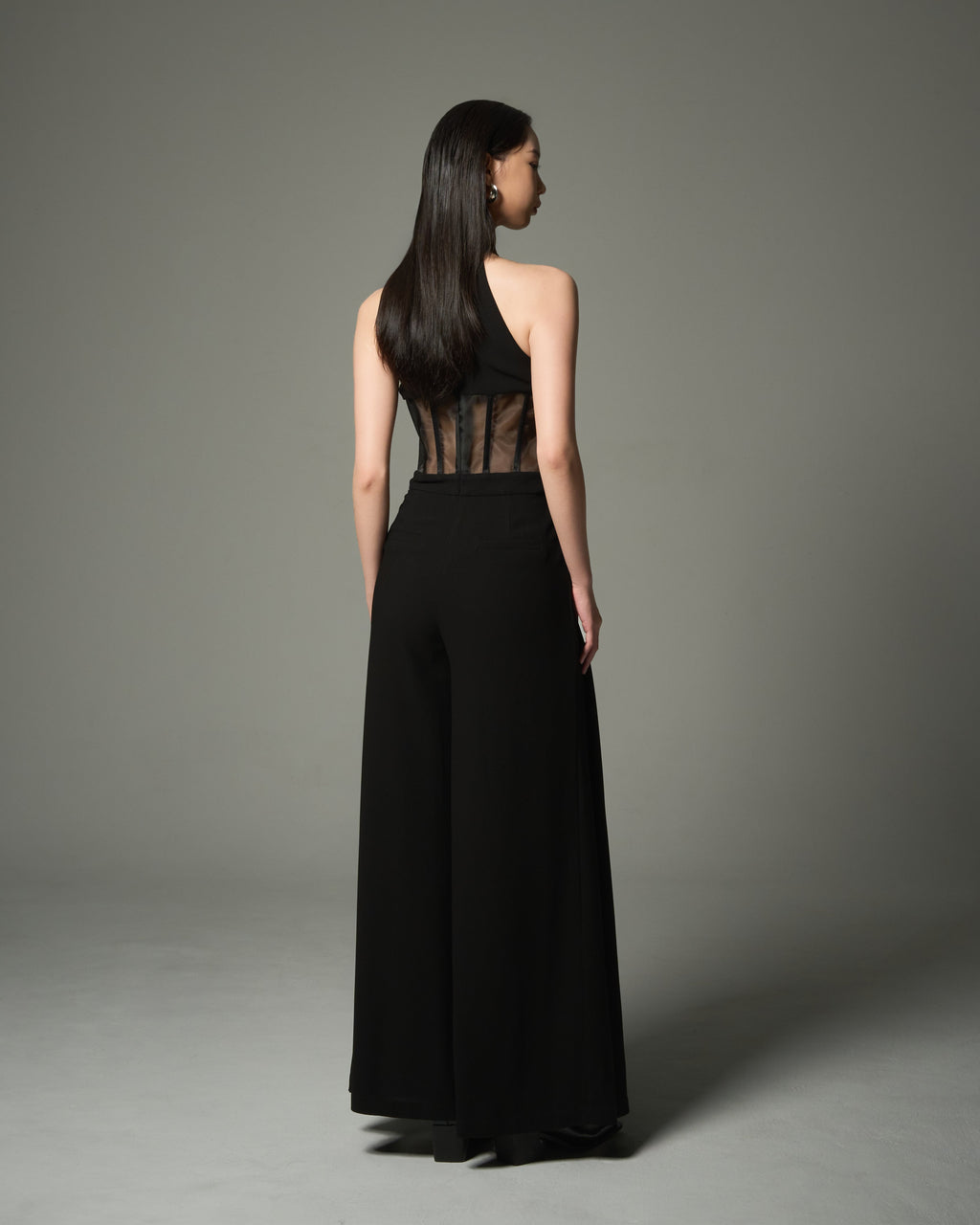 Halter neck Mesh Gown Jumpsuit