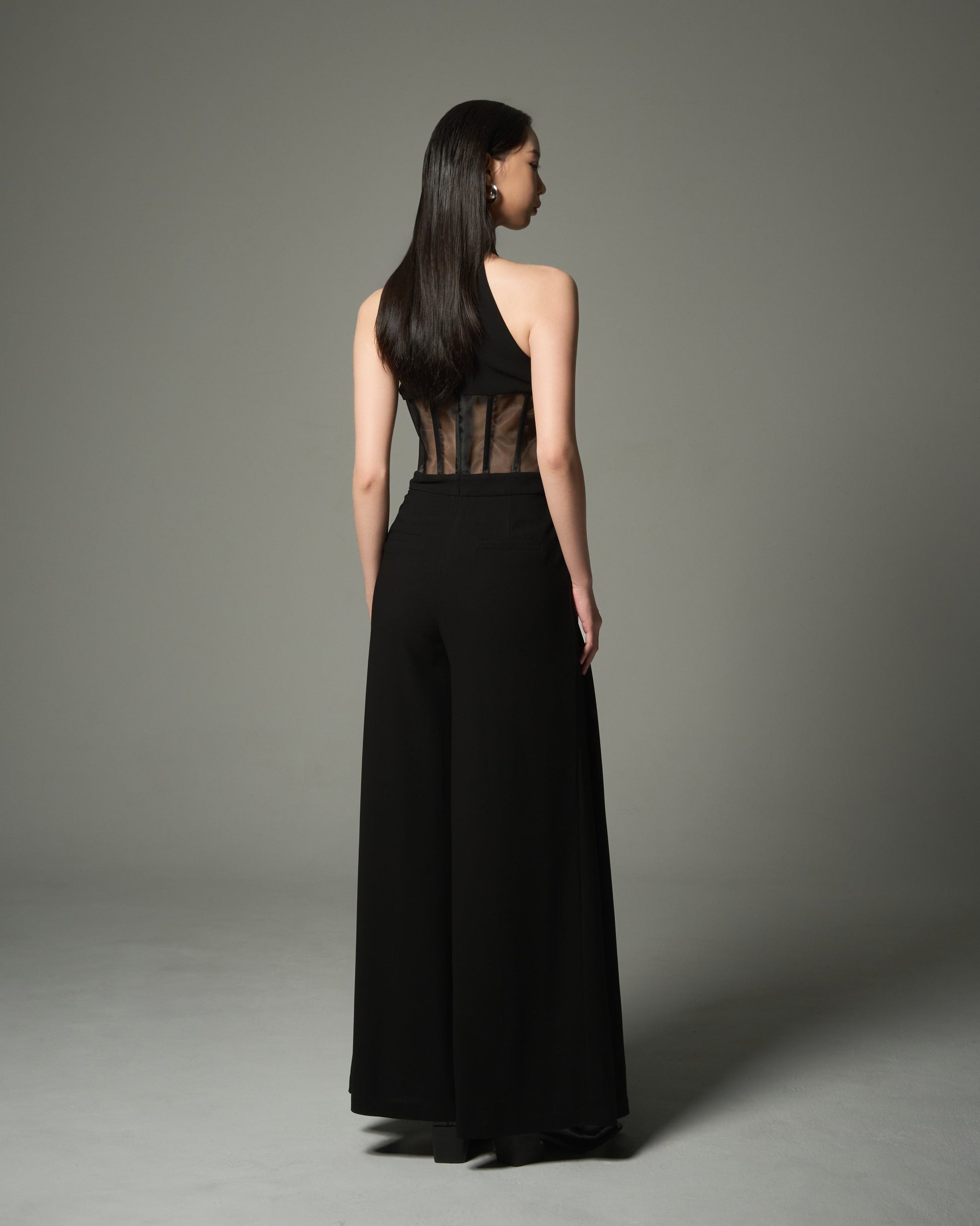 Halter neck Mesh Gown Jumpsuit