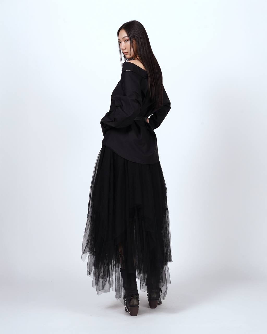 Asymmetric Layered Tulle Skirt