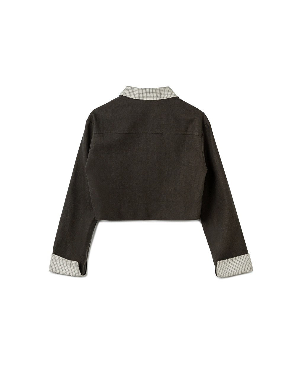 Contrast Collar Cropped Jacket