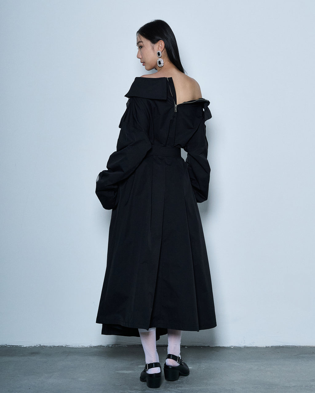 Off-Shoulder Trench Coat Dress