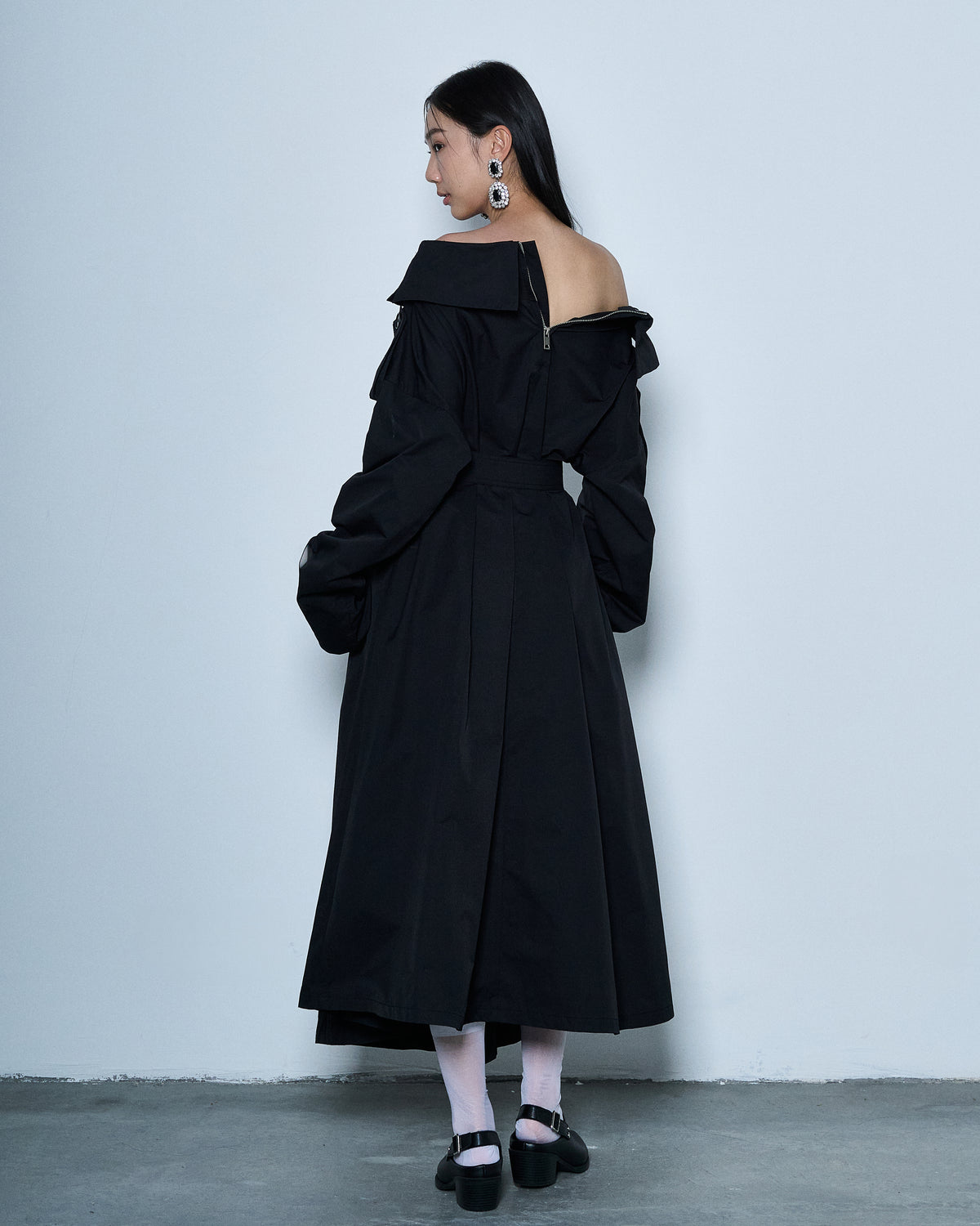 Off-Shoulder Trench Coat Dress