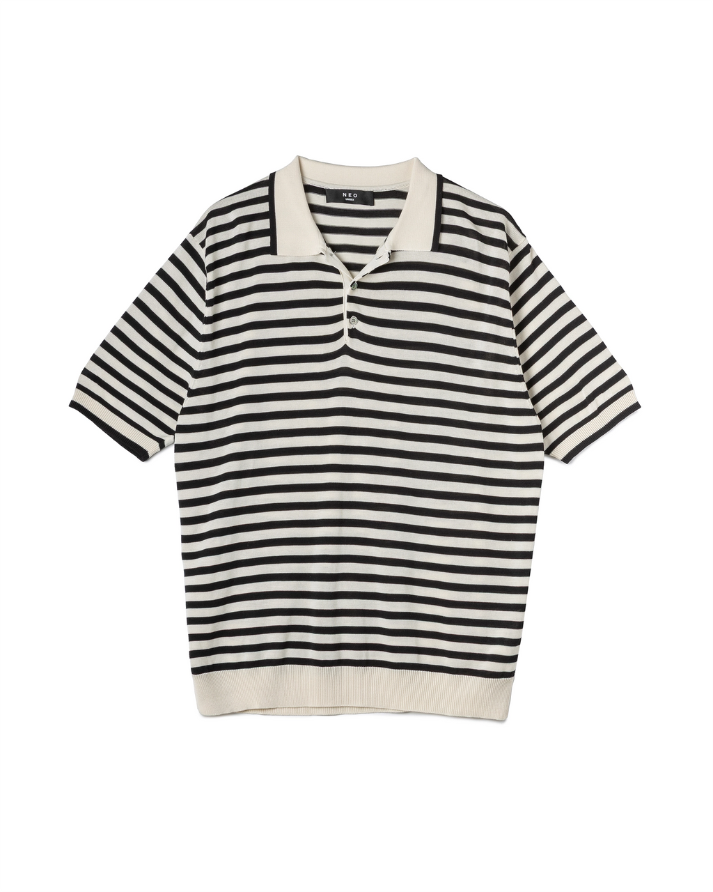 Fine-Stripe Knit Polo
