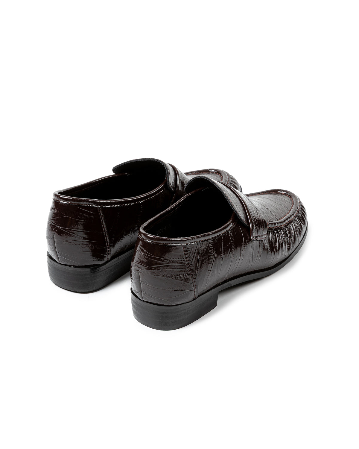 Glossy Croc-Embossed Leather Loafers