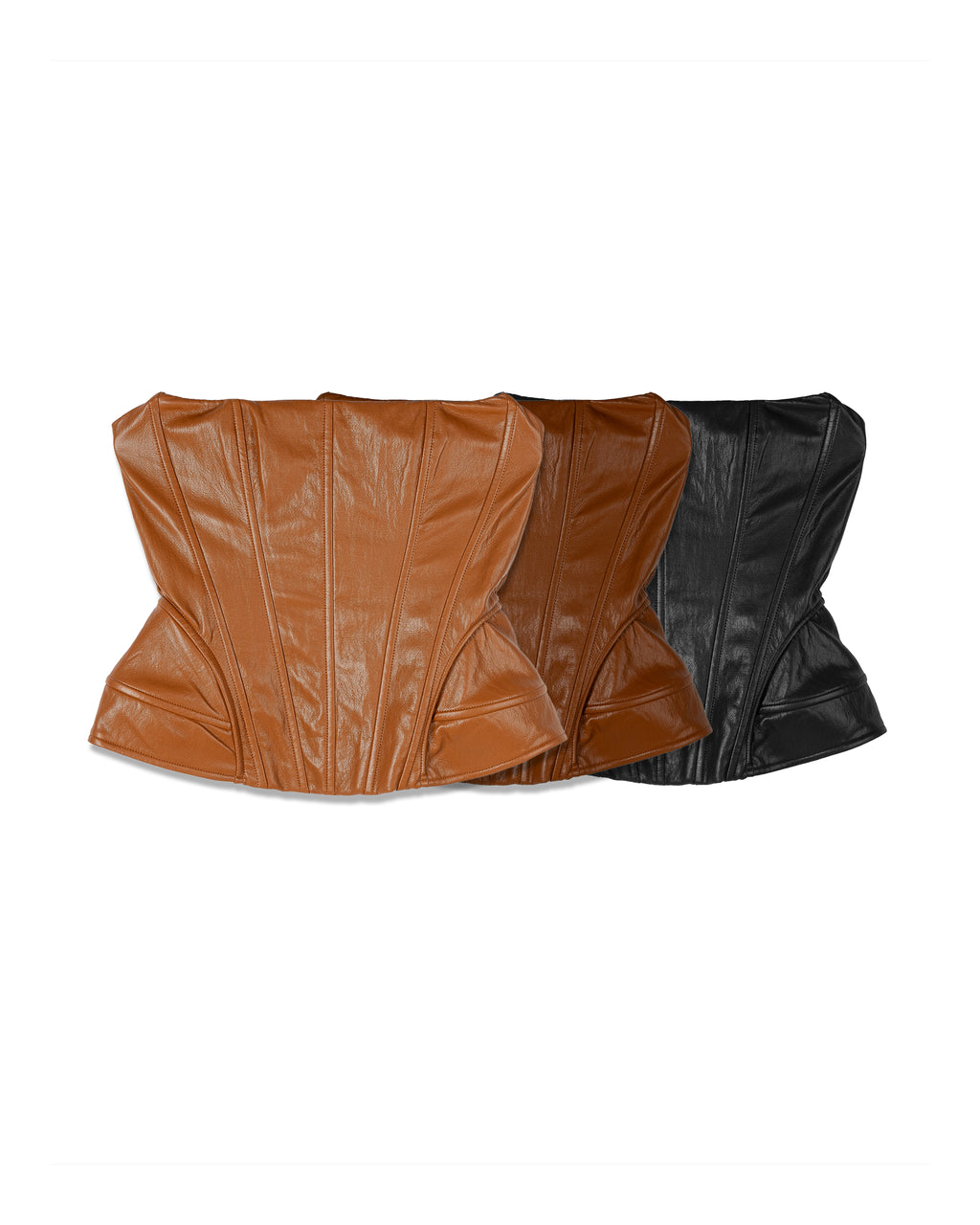 Structured Faux-Leather Corset Top